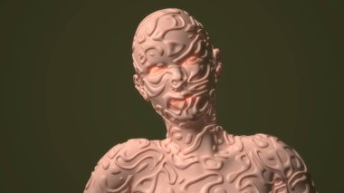 3 boyutlu görüntüleme. Kafa İnsan parçalanmış portre