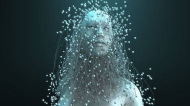 Çizgilerle yapılmış 3D insan figürü