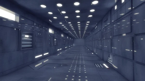 Gör Futuristisk Interiör Korridor Arkitekturen — Stockfoto