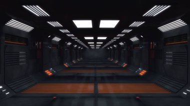 3D render. Fütüristik iç kavramı mimarisi