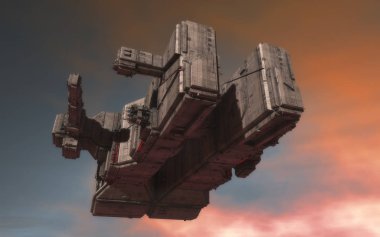 3D render. Uzay gemisi kavramı