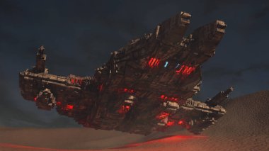 3D render. Uzay gemisi kavramı