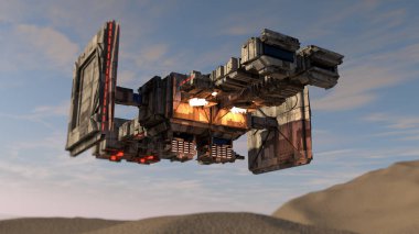 3D render. Uzay gemisi kavramı