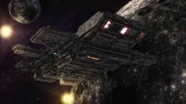 3D render. Futuristik yabancı uzay gemisi