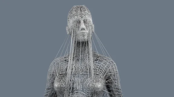 3Dレンダリング線で作られた人間の姿 — ストック写真