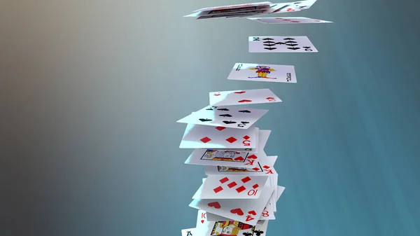 Render Poker Cards Falling — Stock Photo, Image