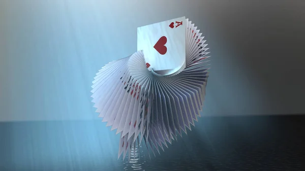 Render Poker Cards Falling — Stock Photo, Image