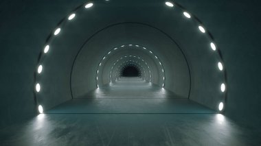 3D render. Fütüristik iç kavramı mimarisi