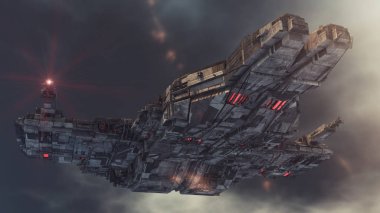 3D render. Uzay gemisi kavramı