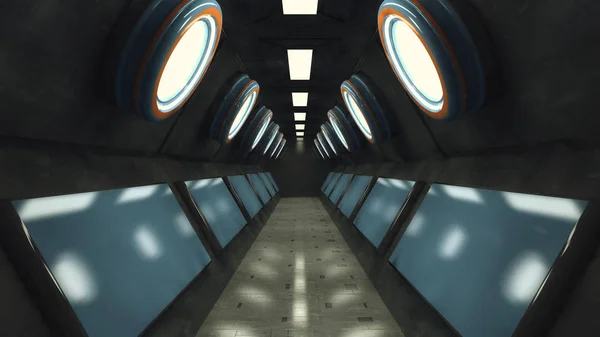 レンダリング インテリア 未来の廊下 インテリアの概念設計 — ストック写真