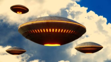 3d rendering. Futuristic unidentified flying object clipart