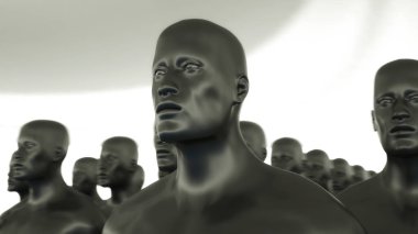 3 boyutlu görüntüleme. İnsansı figürler klonlanıyor