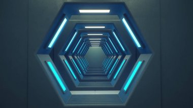 3D render. Fütüristik iç kavramı mimarisi