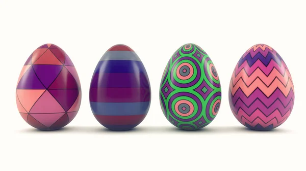 Renderização Ovos Páscoa Cores Diferentes — Fotografia de Stock