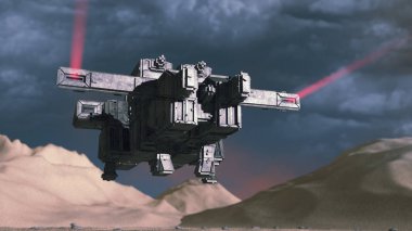 3D render. Uzay gemisi Ufo kavramı