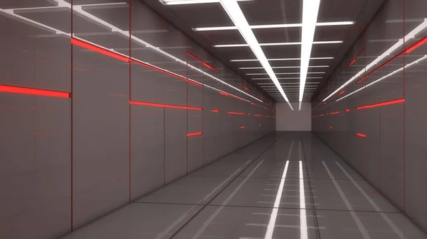 Rendu Futuriste Corridor Intérieur Vide — Photo