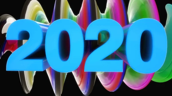 Rendering 2020 Text Firande Bakgrund — Stockfoto