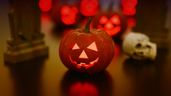 Rendering Halloween Zucche Sfondo — Foto Stock