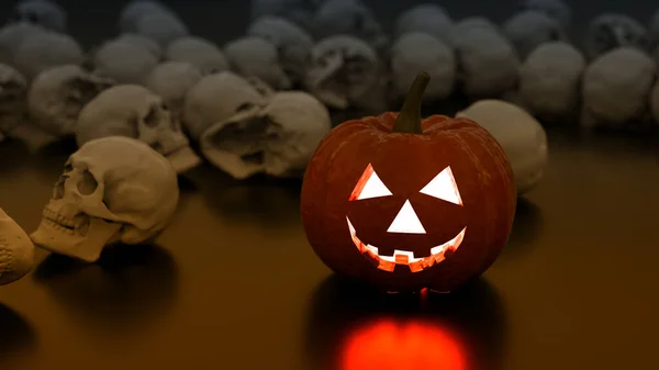 Rendering Halloween Zucche Sfondo — Foto Stock