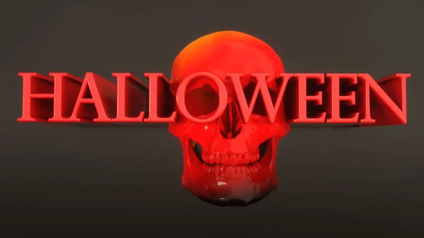 3D渲染Hallobetween和骷髅背景 — 图库照片