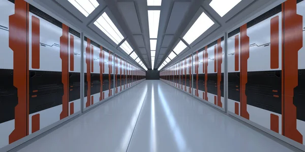 Återgivning Futuristiska Rymdskepp Scifi Korridor Arkitektur — Stockfoto