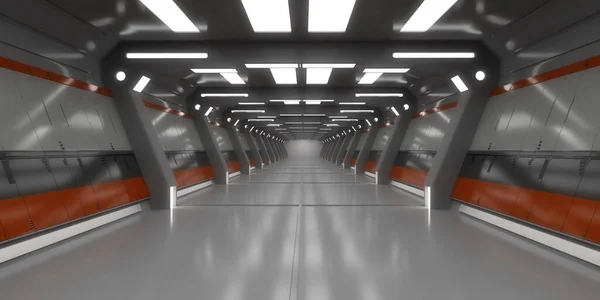 Weergave Futuristisch Ruimteschip Scifi Corridor Architectuur — Stockfoto