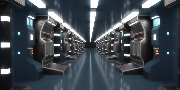 3D渲染 未来派科幻走廊 — 图库照片