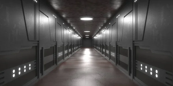 Render Futuristic Hallway Concept Modern Architecture Interior Spaceship — Stock Photo, Image