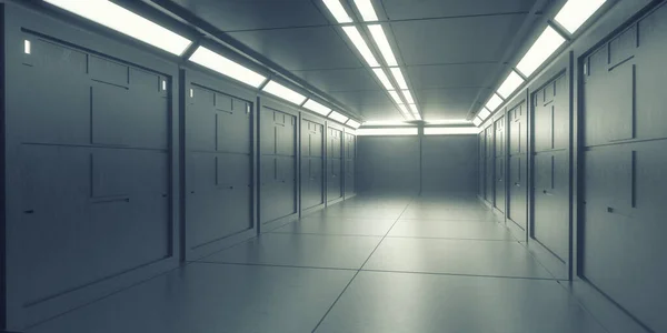 Render Futuristic Hallway Concept Modern Architecture Interior Spaceship — Stock Photo, Image