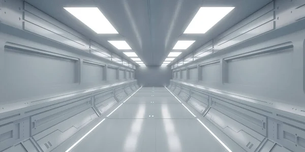 3d render. Futuristic interior corridor design