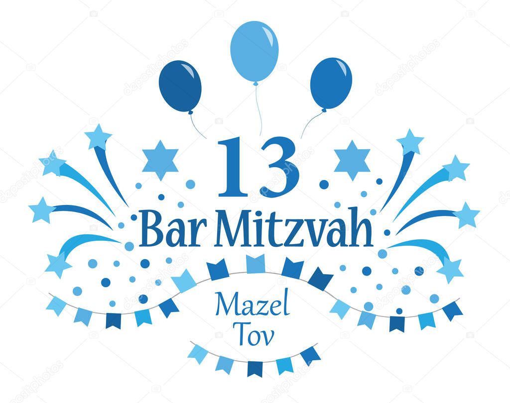 Bar Mitzvah invitation or congratulation card. Vector illustration eps10