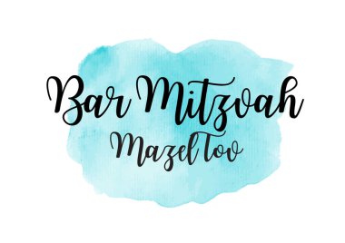 Bar Mitzvah suluboya daveti veya tebrik kartı. vektör çizim