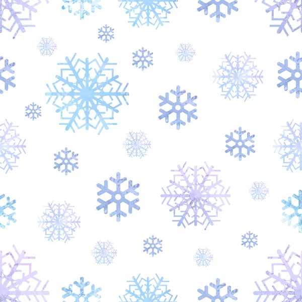 Flocons de neige aquarelle motif d'hiver sans couture, fond de Noël. illustration vectorielle — Image vectorielle