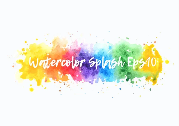 Regenbogen Aquarell Splash Hintergrund. isolierter Vektor-Waschpunkt auf weißem Hintergrund — Stockvektor