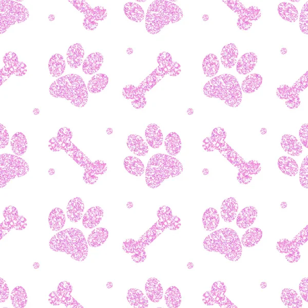 Sömlös söt rosa glitter tass mönster, oändliga bakgrund för tapet, omslag, kort och affisch design, textil och tyg utskrifter. vektorillustration — Stock vektor