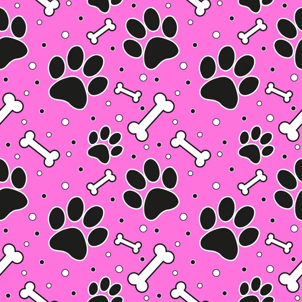 Naadloze leuke paw patroon, eindeloze achtergrond voor behang, cover, kaart en poster ontwerpen, textiel en stof wordt afgedrukt. vectorillustratie — Stockvector