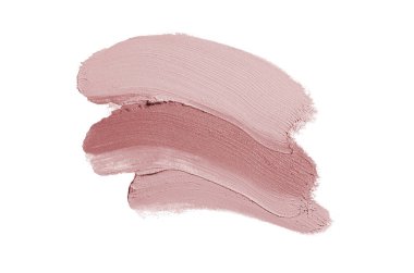 Smear ve ruj veya akrilik boya beyaz arka plan üzerinde izole doku. Lipgloss veya sıvı oje leke örneği inme. Güzellik kozmetik tasarım için eleman. Koyu kırmızı renk