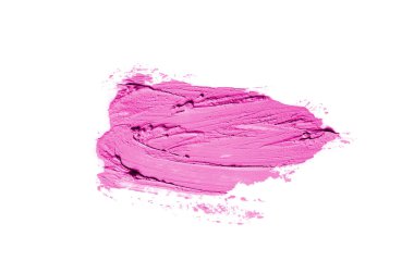 Smear ve ruj veya akrilik boya beyaz arka plan üzerinde izole doku. Lipgloss veya sıvı oje leke örneği inme. Güzellik kozmetik tasarım için eleman. Pembe renk