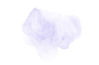 Beyaz üzerine izole edilmiş, sıvı bir kova boyası ile soyut suluboya arka plan görüntüsü. Menekşe tonları