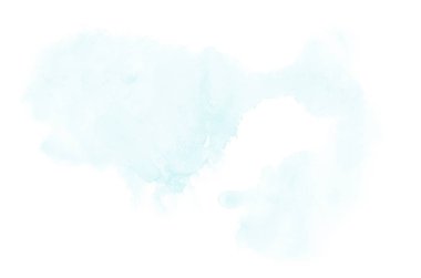 Beyaz üzerine izole edilmiş, sıvı bir kova boyası ile soyut suluboya arka plan görüntüsü. Açık mavi tonları