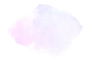 Beyaz üzerine izole edilmiş, sıvı bir kova boyası ile soyut suluboya arka plan görüntüsü. Mor tonları