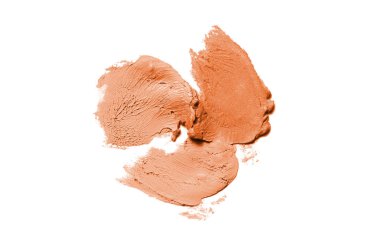 Smear ve ruj veya akrilik boya beyaz arka plan üzerinde izole doku. Turuncu renk