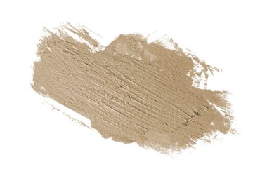 Smear ve ruj veya akrilik boya beyaz arka plan üzerinde izole doku. Lipgloss veya sıvı oje leke örneği inme. Güzellik kozmetik tasarım için eleman. Kahverengi renk