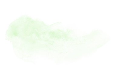 Beyaz üzerine izole edilmiş, sıvı bir kova boyası ile soyut suluboya arka plan görüntüsü. Yeşil tonları