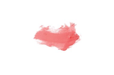 Smear ve ruj veya akrilik boya beyaz arka plan üzerinde izole doku. Lipgloss veya sıvı oje leke örneği inme. Güzellik kozmetik tasarım için eleman. Kırmızı renk