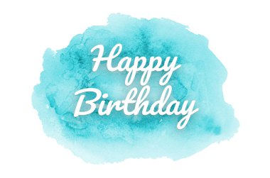 Kova boyası sıvı bir sıçrama ile soyut suluboya arka plan görüntüsü. Açık mavi tonları. Doğum günün kutlu olsun