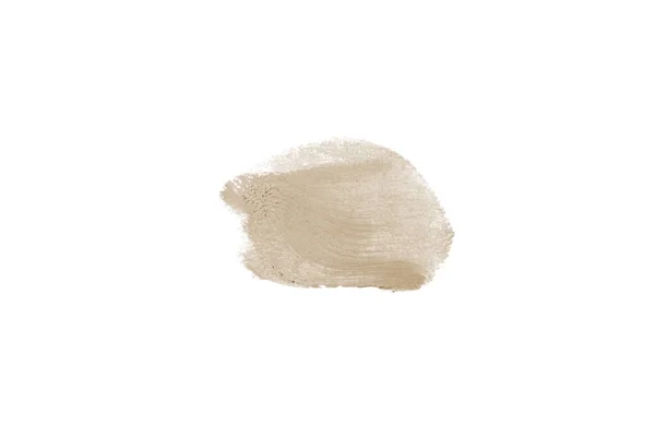 Spalmare e consistenza di rossetto o vernice acrilica isolata su sfondo bianco. Colore marrone — Foto Stock