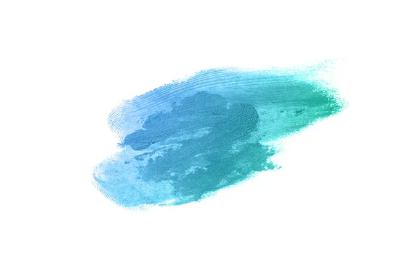 Rozmaz i tekstury szminki lub farby akrylowej na białym tle. Turkusowy kolor niebieski — Zdjęcie stockowe