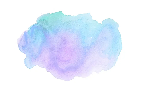 Image abstraite de fond aquarelle avec une éclaboussure liquide de peinture aquarelle, isolée sur blanc. tons pastel rose et bleu — Photo