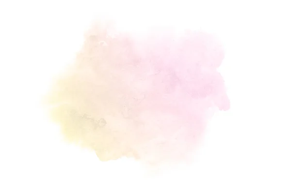 Abstraktes Aquarell-Hintergrundbild mit einem flüssigen Spritzer Aquarellfarbe, isoliert auf Weiß. rosa und gelbe Töne — Stockfoto